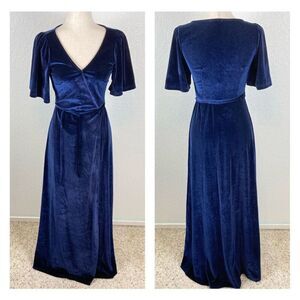Baltic Born Navy Velvet Maxi Dress NWT